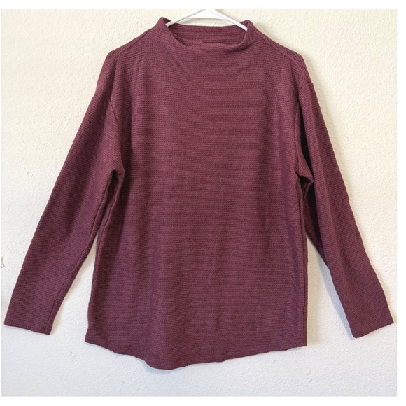 Lands' End Sweaters - Lands End Womens Long Sleeve Mock Neck Pullover Sweater Burgundy Size Medium